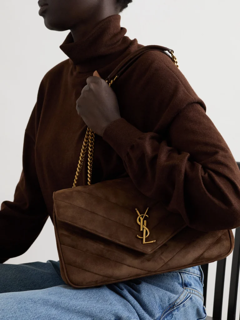 Saint Laurent Loulou Matelassé Suede Shoulder Bag