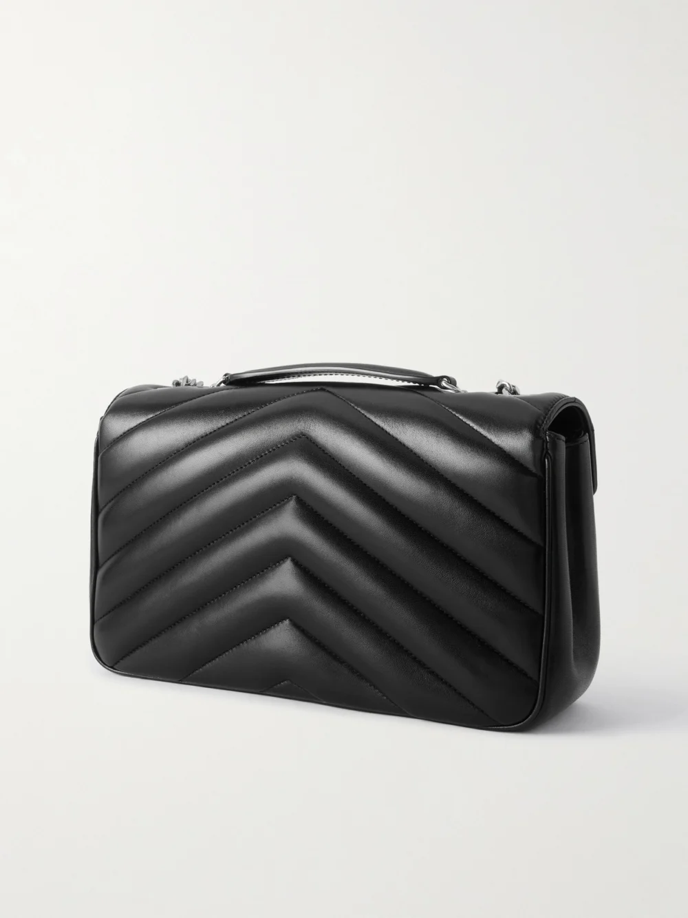 Back view of the Saint Laurent Loulou Medium Matelassé Leather Shoulder Bag