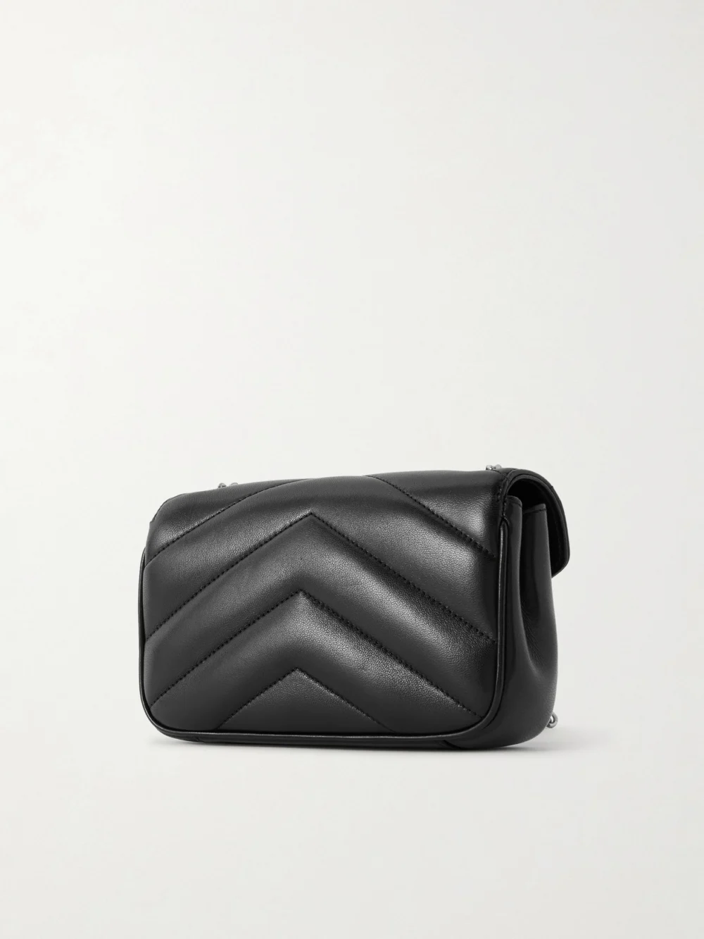 Back view of the Saint Laurent Loulou Mini Matelassé Leather Shoulder Bag