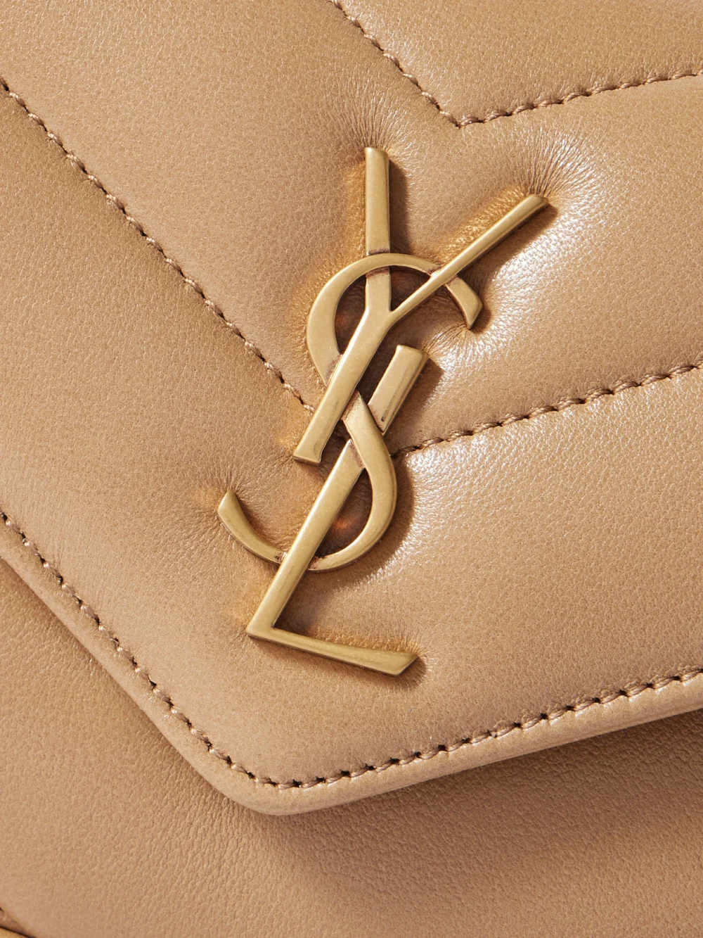 Close-up detail of the Saint Laurent Loulou Mini Matelassè Leather Shoulder Bag