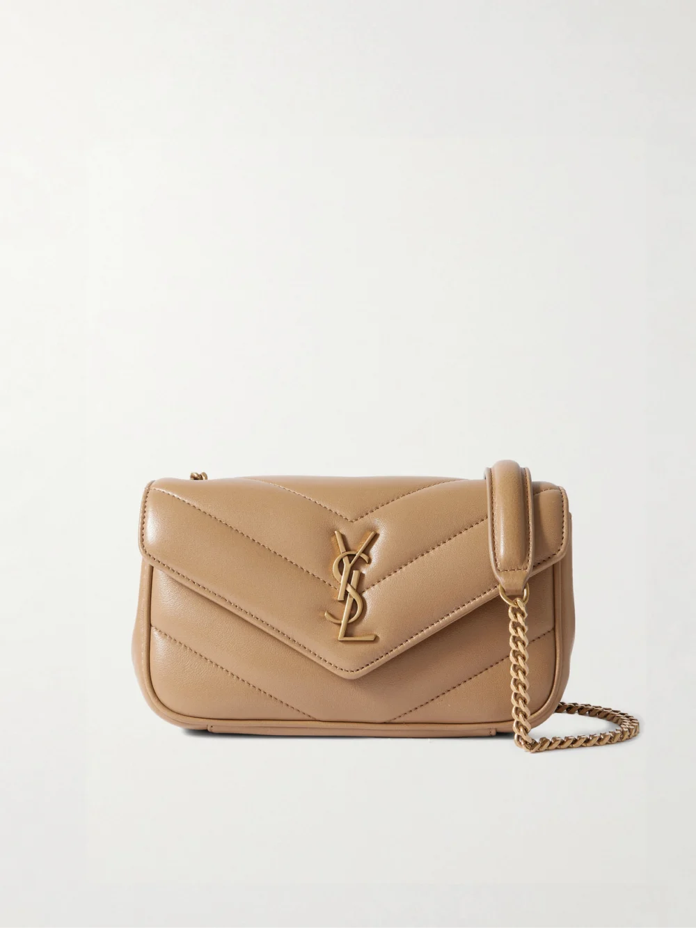Saint Laurent Loulou Mini Matelassè Leather Shoulder Bag in brown