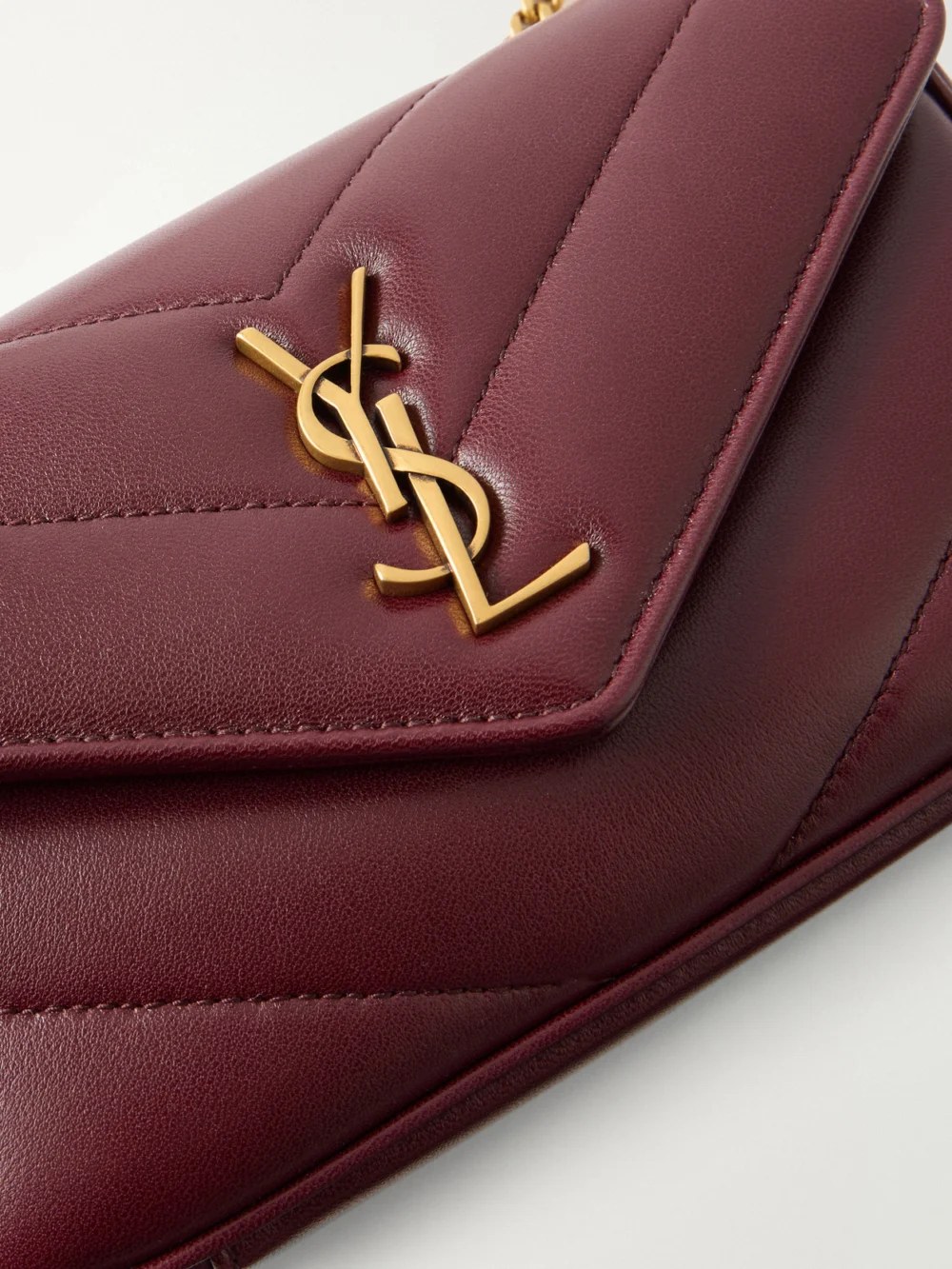 Close-up detail of the Saint Laurent Loulou Mini Matelassé Leather Shoulder Bag