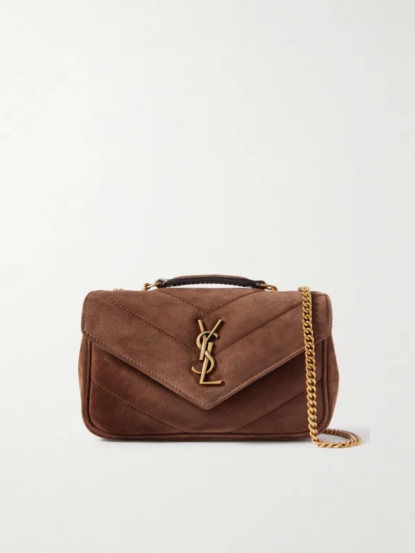 Saint Laurent Loulou Mini Matelassé Suede Shoulder Bag