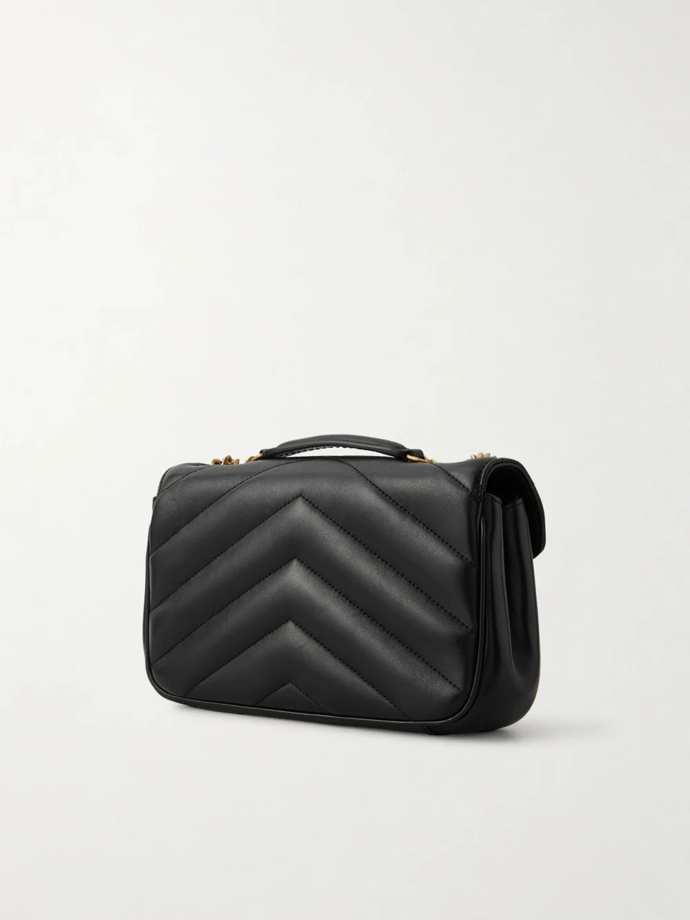Back view of the Saint Laurent Loulou Small Matelassé Leather Shoulder Bag