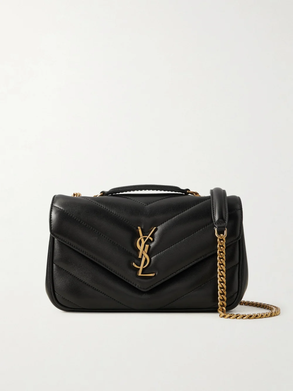 Saint Laurent Loulou Small Matelassé Leather Shoulder Bag in black