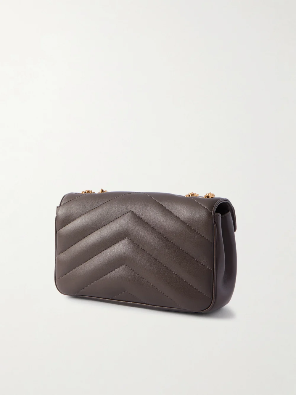 Back view of the Saint Laurent Loulou Small Matelassé Leather Shoulder Bag