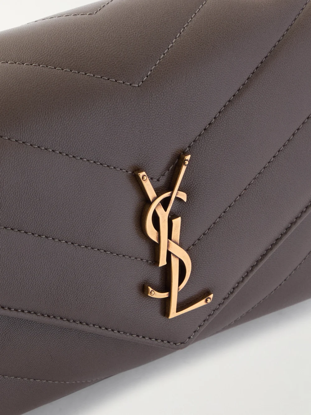 Close-up detail of the Saint Laurent Loulou Small Matelassé Leather Shoulder Bag