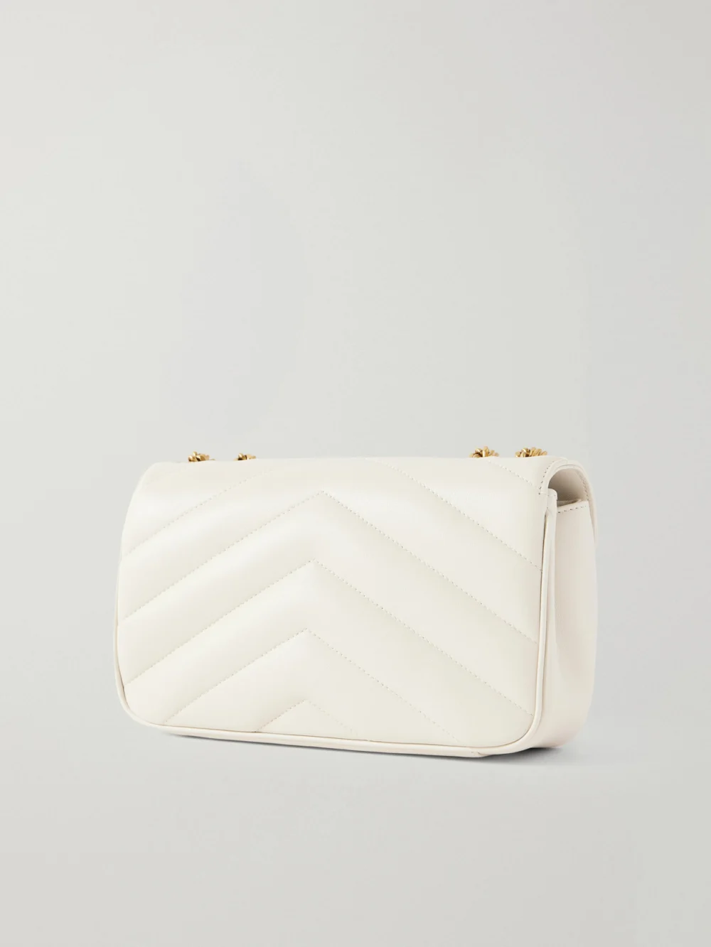 Back view of the Saint Laurent Loulou Small Matelassé Leather Shoulder Bag