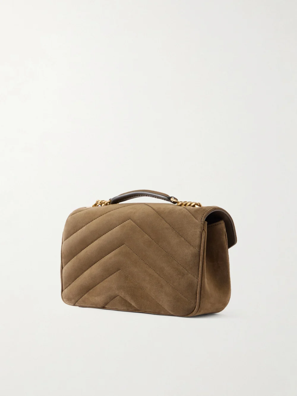 Back view of the Saint Laurent Loulou Small Matelassé Suede Shoulder Bag