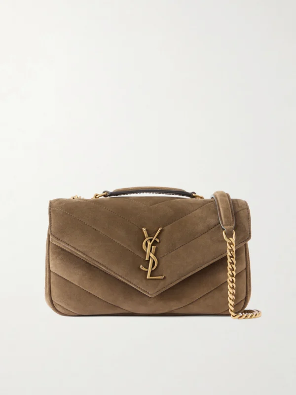 Saint Laurent Loulou Small Matelassé Suede Shoulder Bag