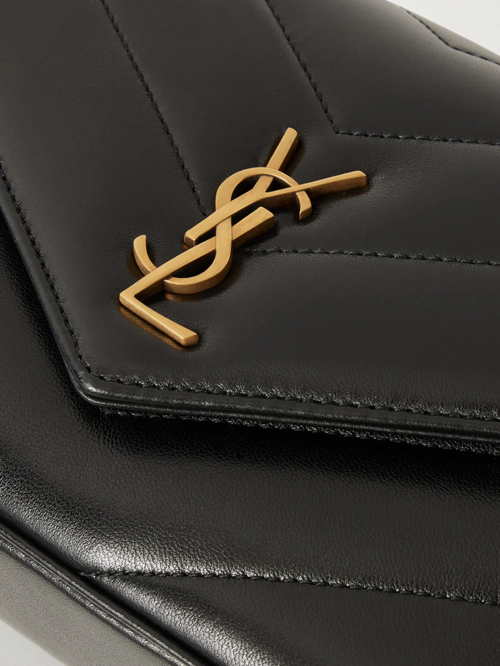 Close-up detail of the Saint Laurent Loulou Toy Matelassé Leather Shoulder Bag