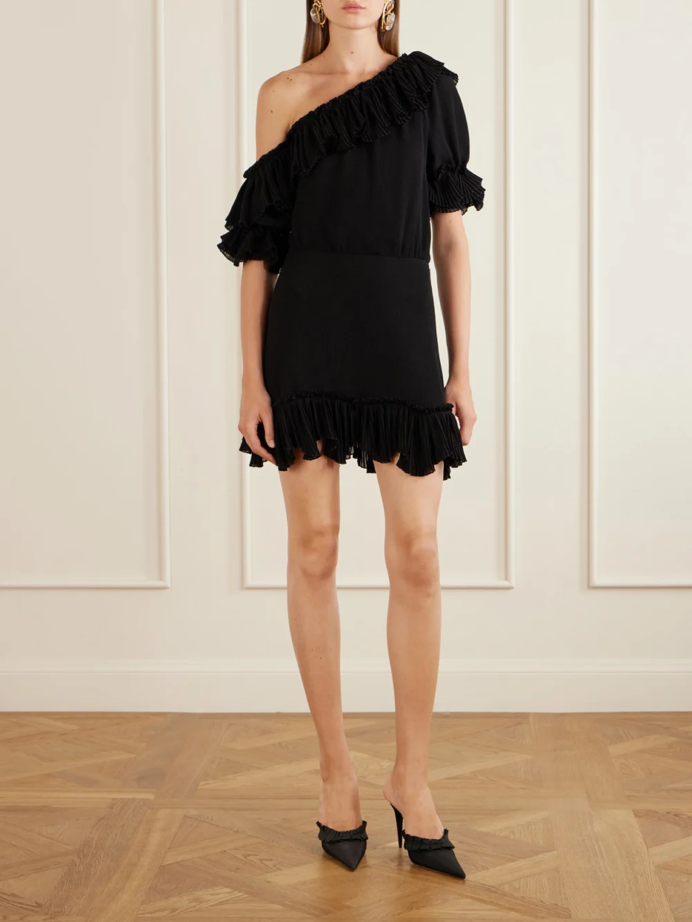 Saint Laurent Madeleine 95 Taffeta Pumps, styled view