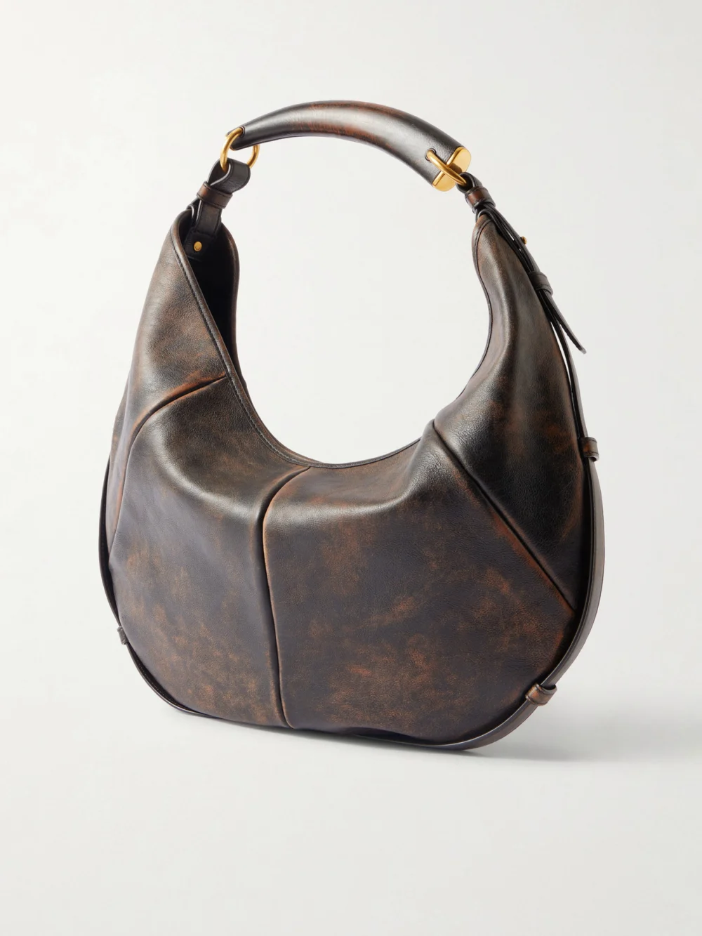 Back view of the Saint Laurent Mombasa Paneled Leather Shoulder Bag