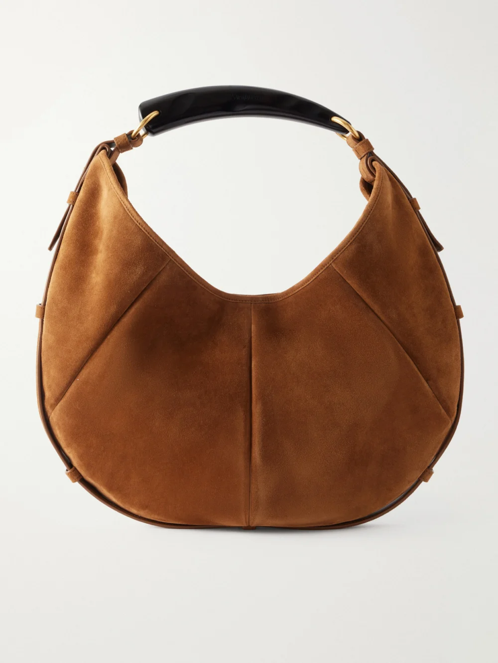 Saint Laurent Mombasa Paneled Leather-trimmed Suede Shoulder Bag in brown