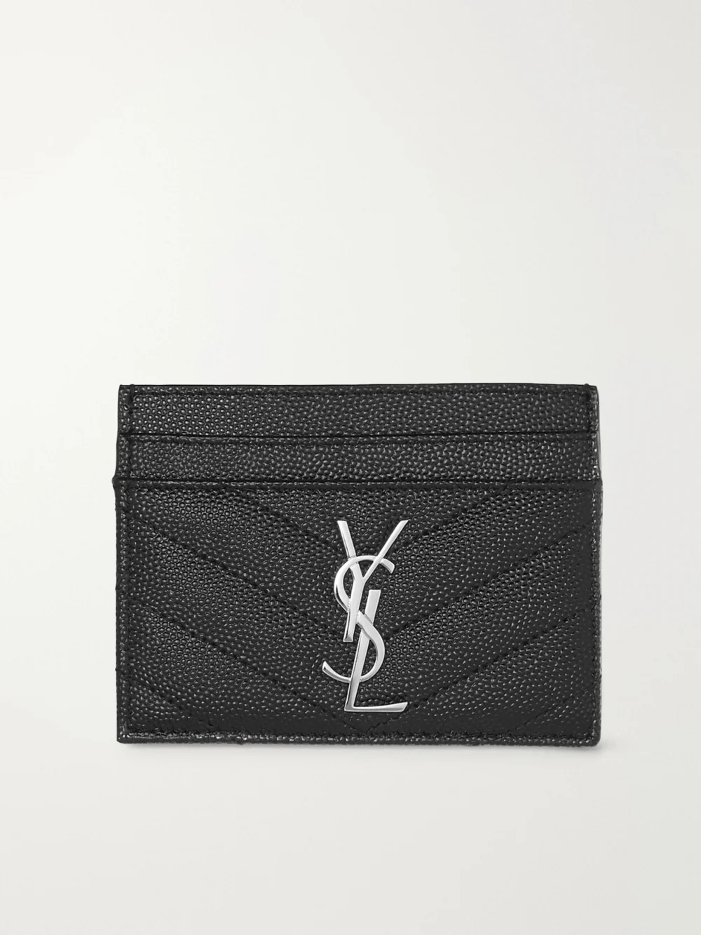 Saint Laurent Monogramme Quilted Textured-leather Cardholder in black