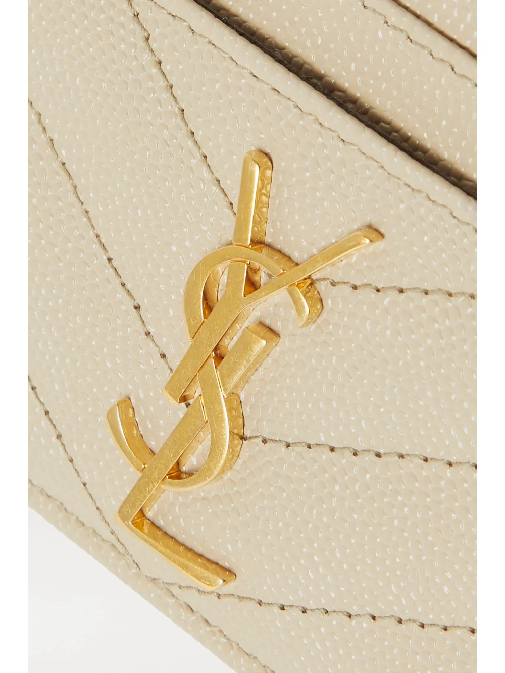 Close-up detail of the Saint Laurent Monogramme Quilted Textured-leather Cardholder