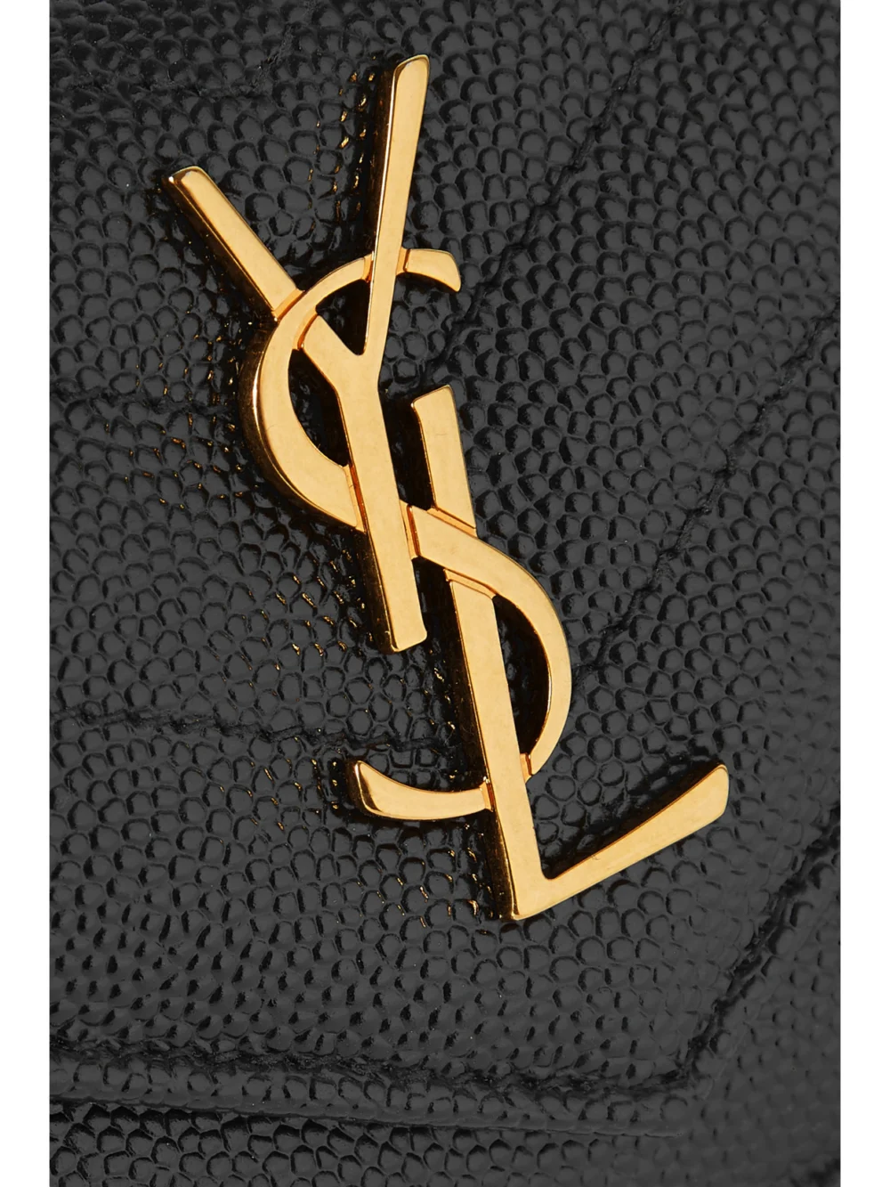 Close-up detail of the Saint Laurent Monogramme Quilted Textured-leather Wallet