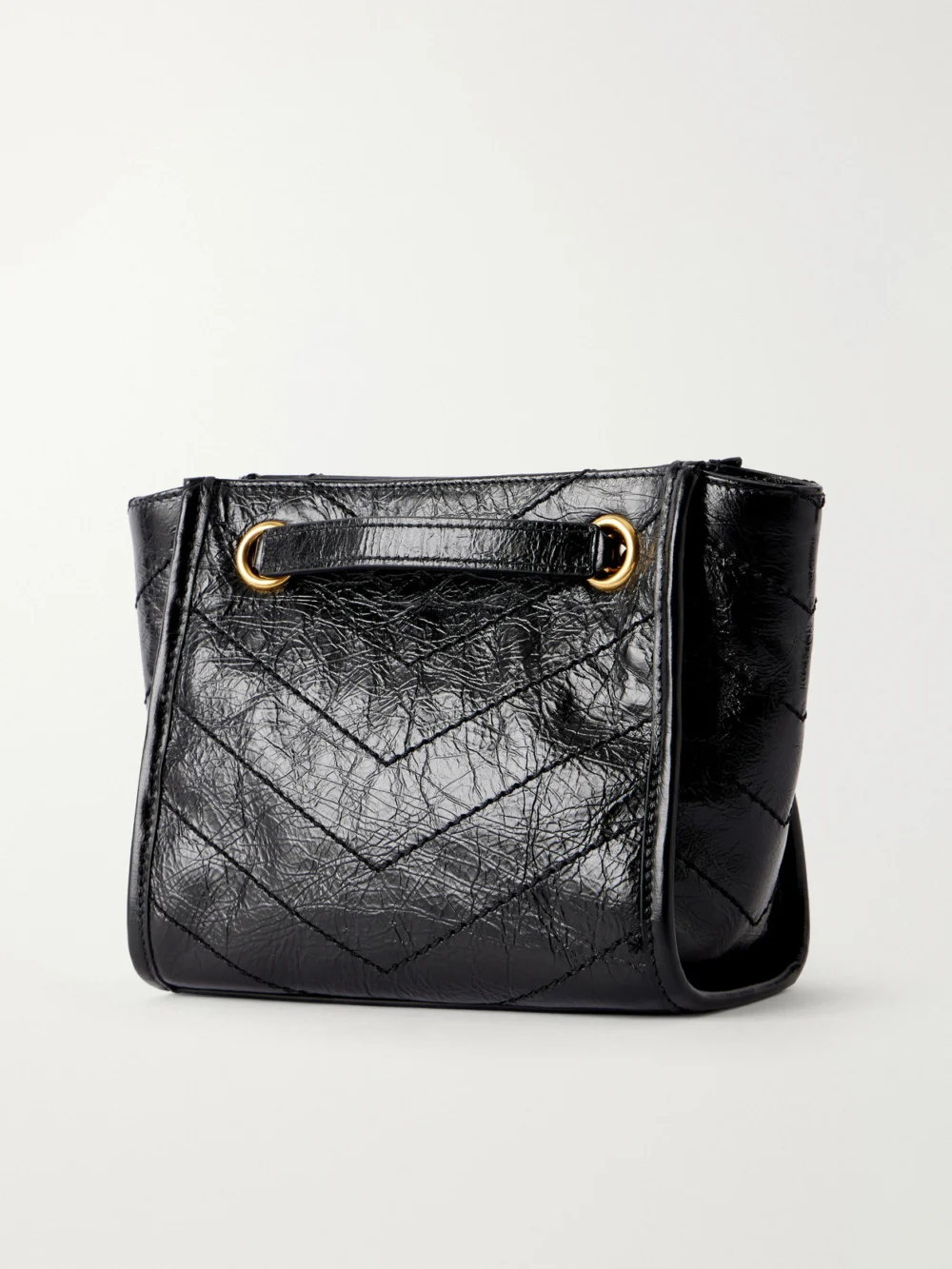 Back view of the Saint Laurent Niki Cassndre-embellished Matelassé Crinkled-leather Shoulder Bag