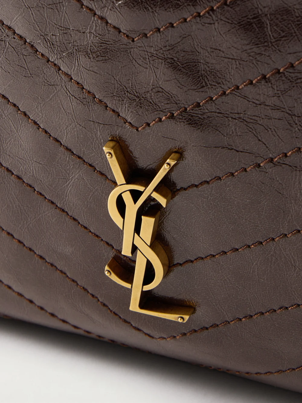 Close-up detail of the Saint Laurent Niki Crinkled-leather Tote