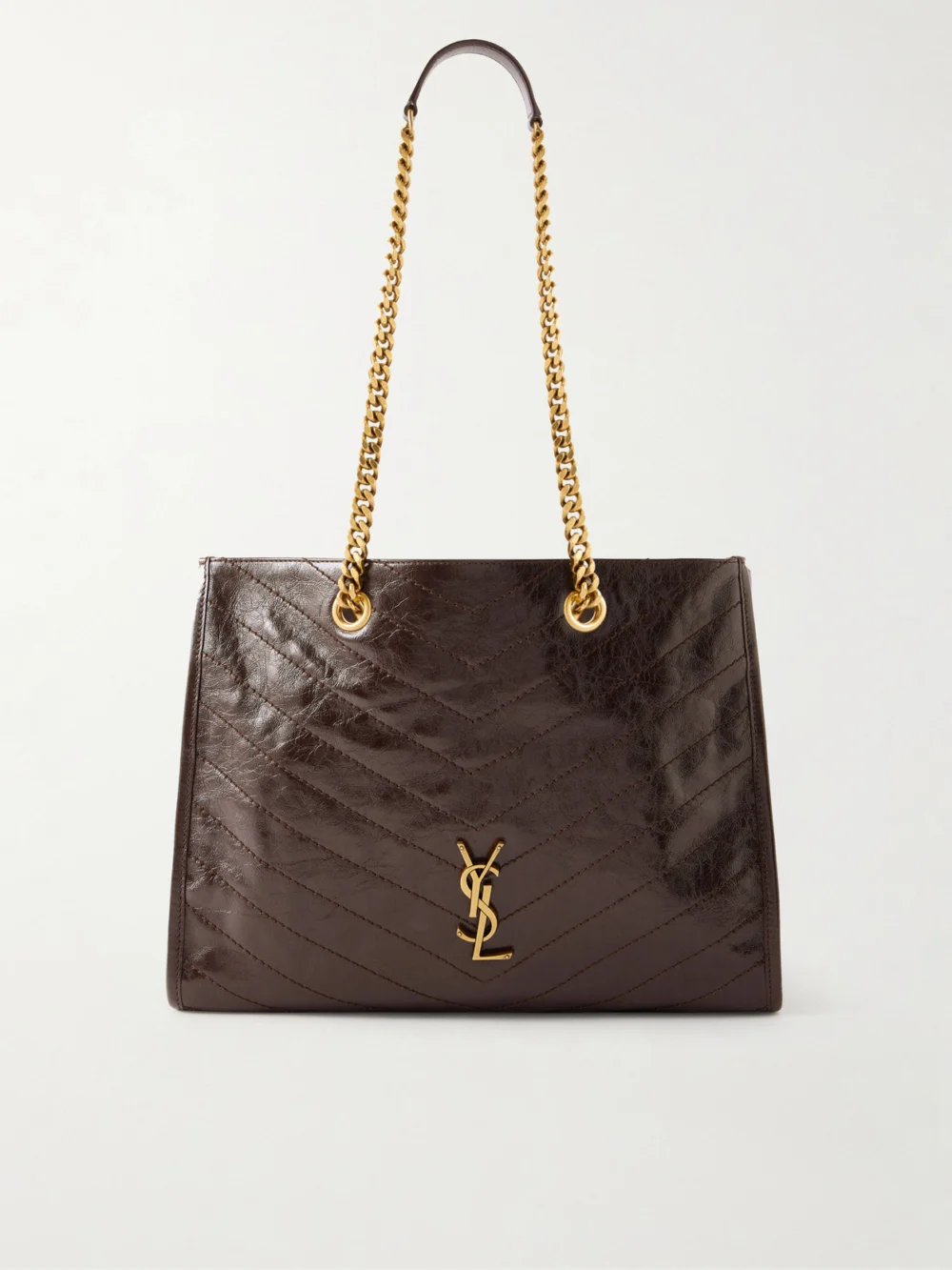 Saint Laurent Niki Crinkled-leather Tote in brown