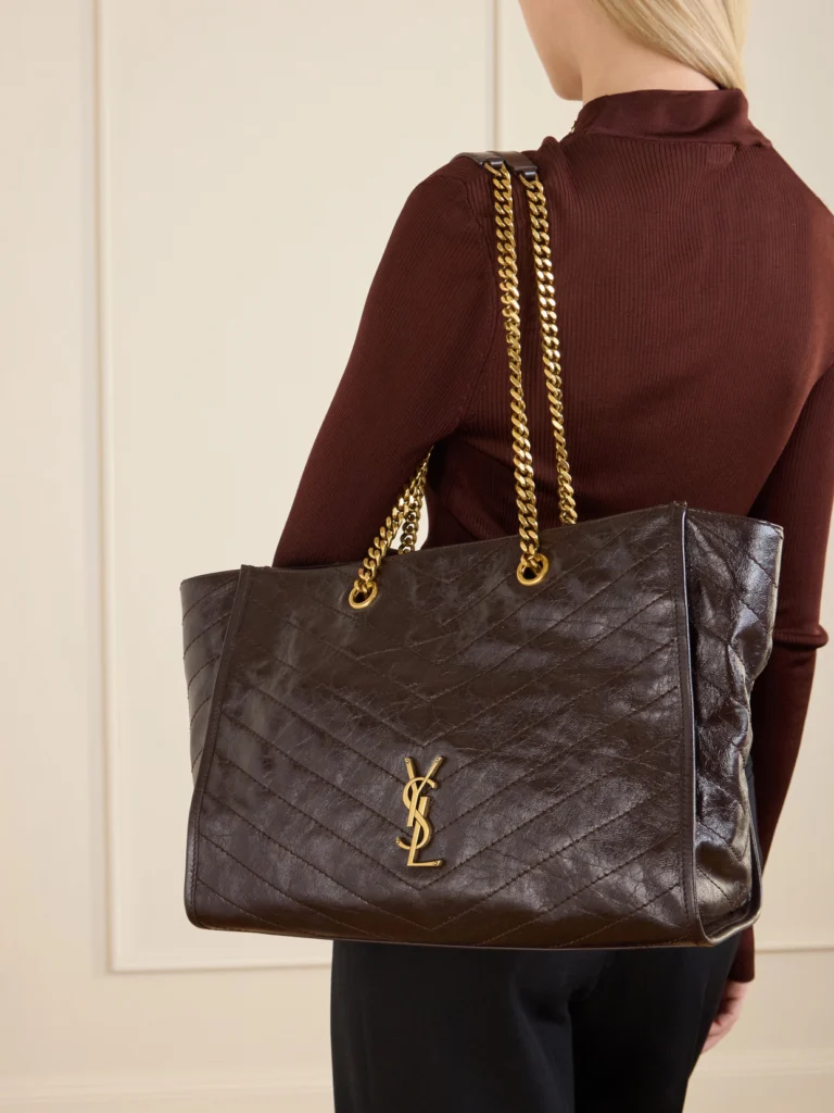 Saint Laurent Niki Crinkled-leather Tote