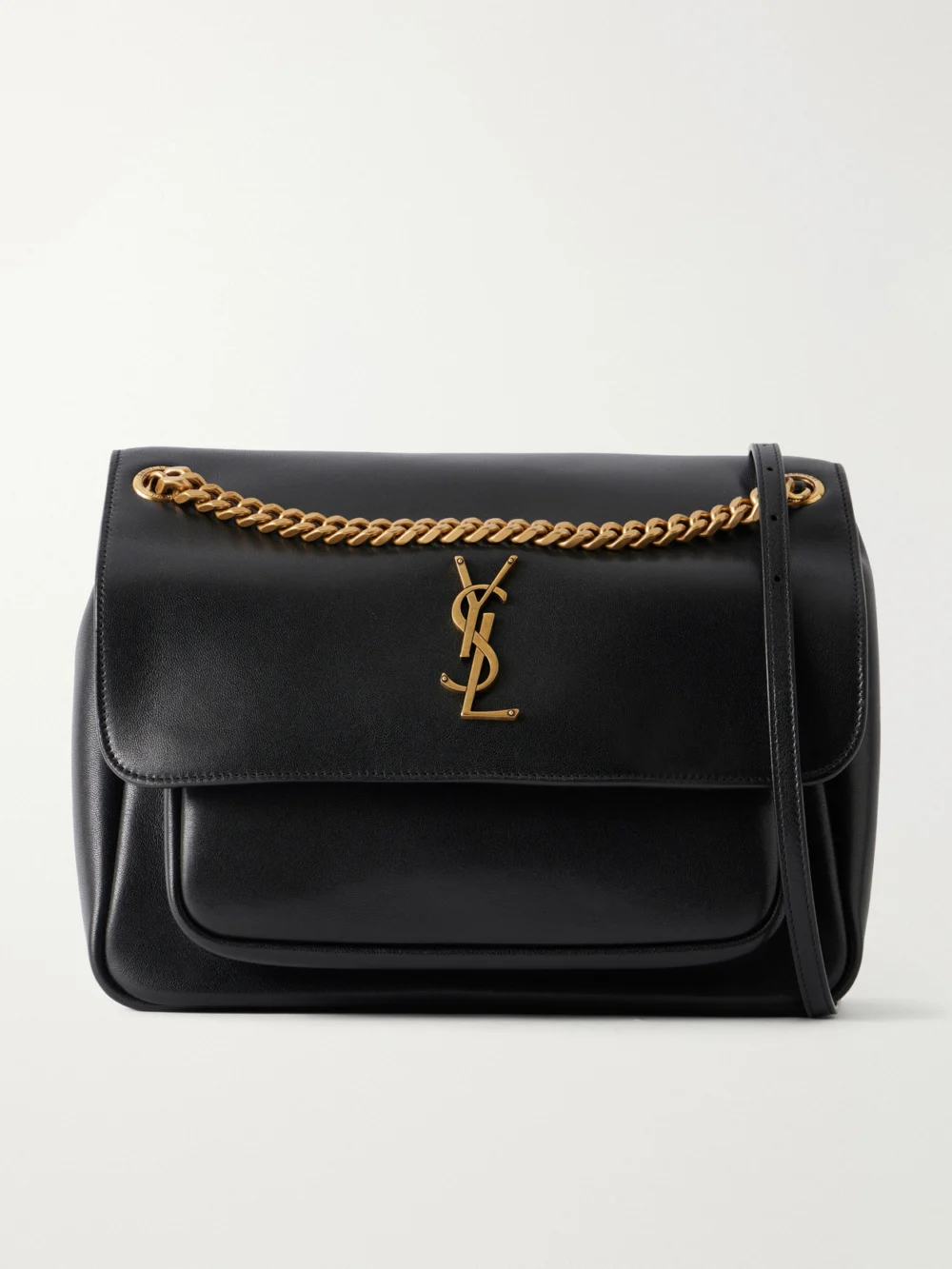 Saint Laurent Niki Medium Cassandre-embellished Leather Shoulder Bag in black
