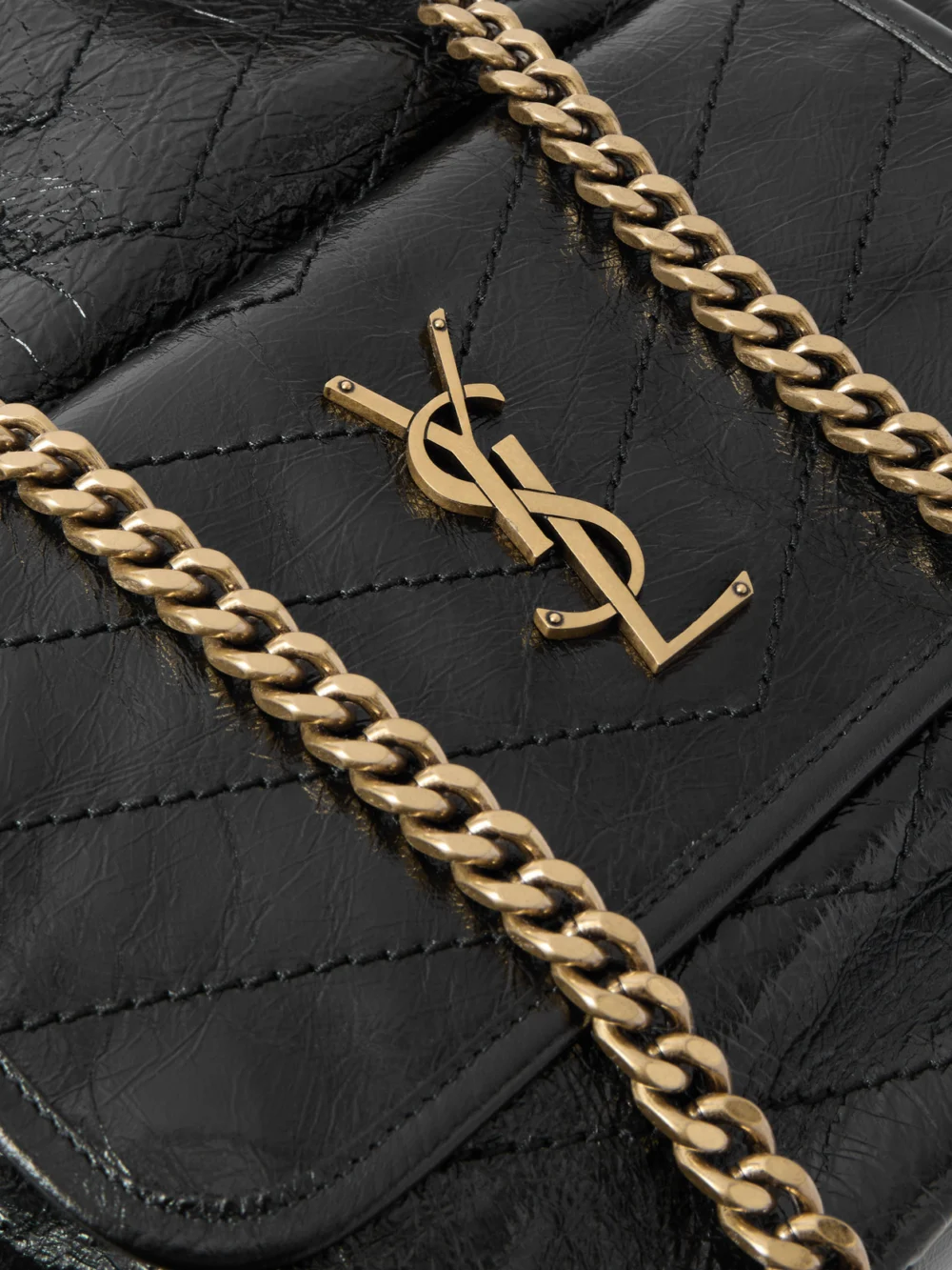 Close-up detail of the Saint Laurent Niki Small Crinkled-leather Tote