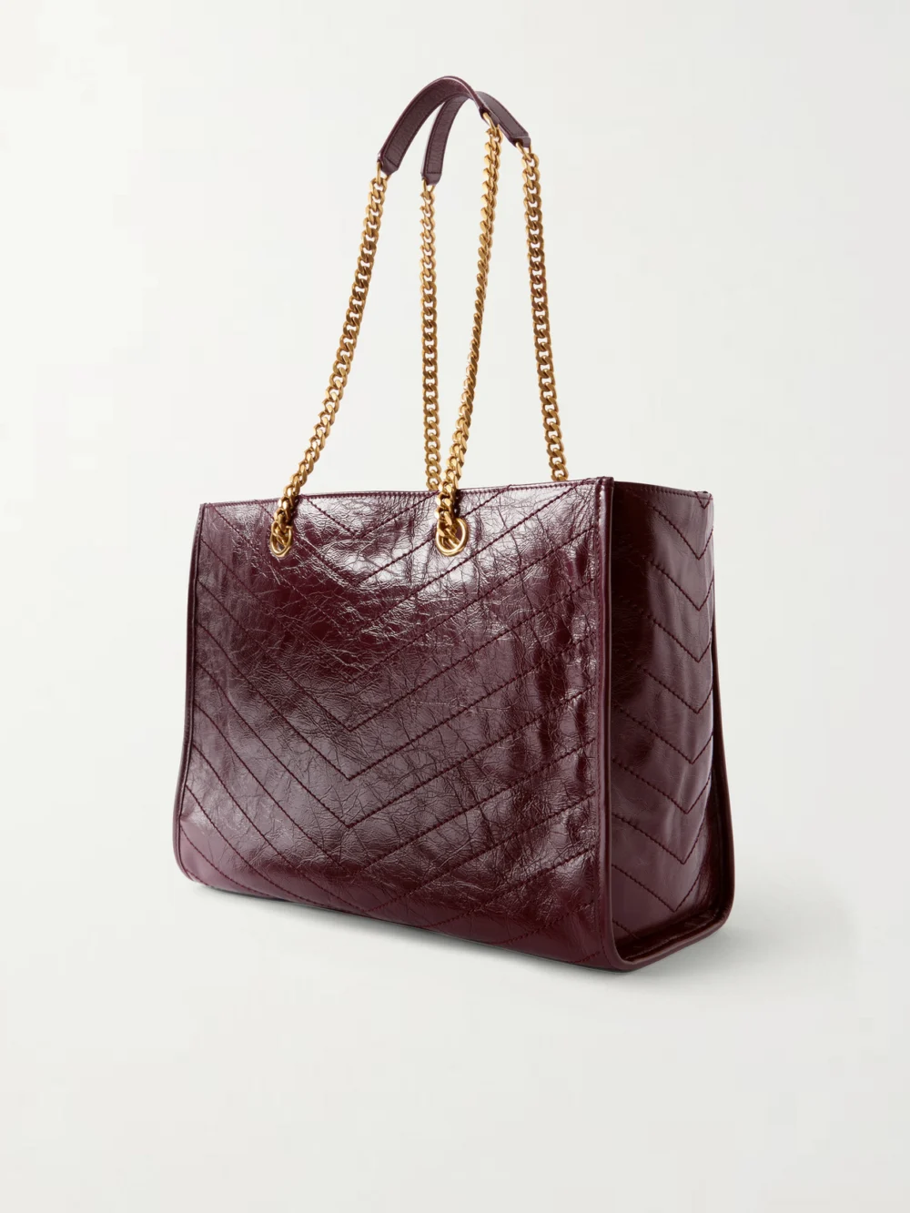Back view of the Saint Laurent Niki Small Crinkled-leather Tote