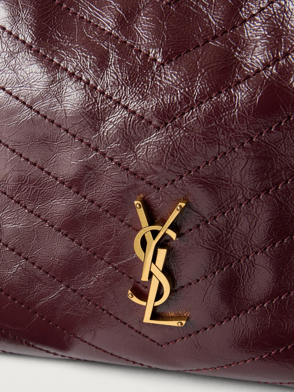 Close-up detail of the Saint Laurent Niki Small Crinkled-leather Tote