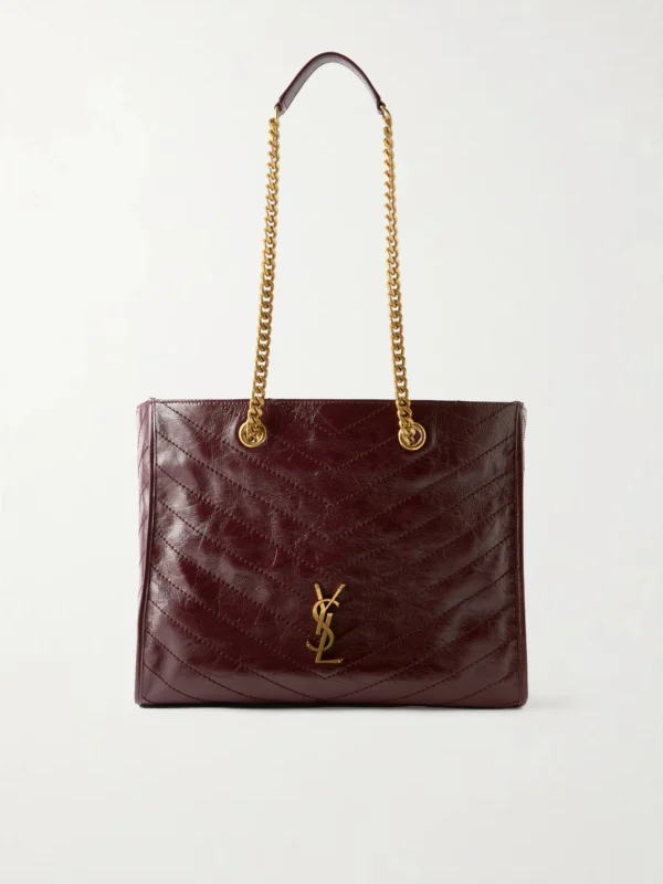 Saint Laurent Niki Small Crinkled-leather Tote