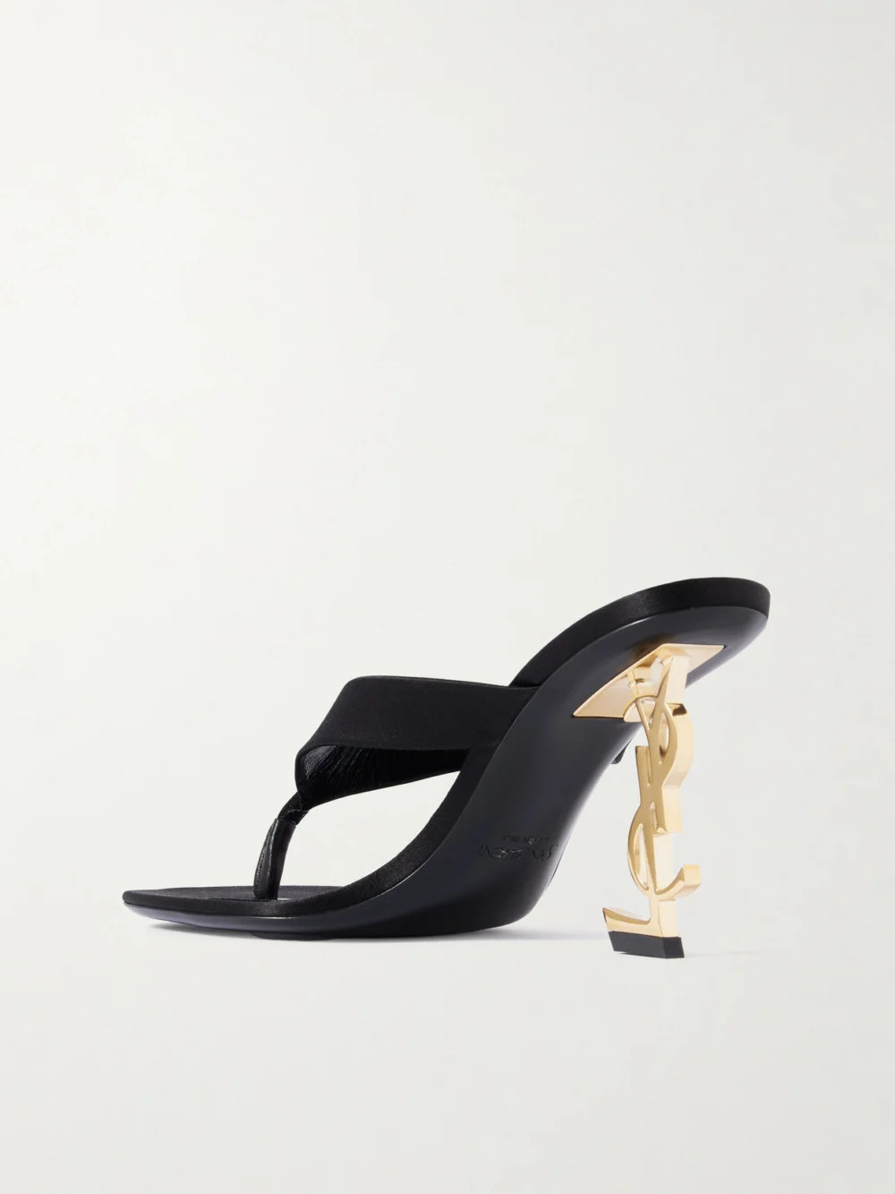 Back view of the Saint Laurent Opyum Embellished Satin Sandals