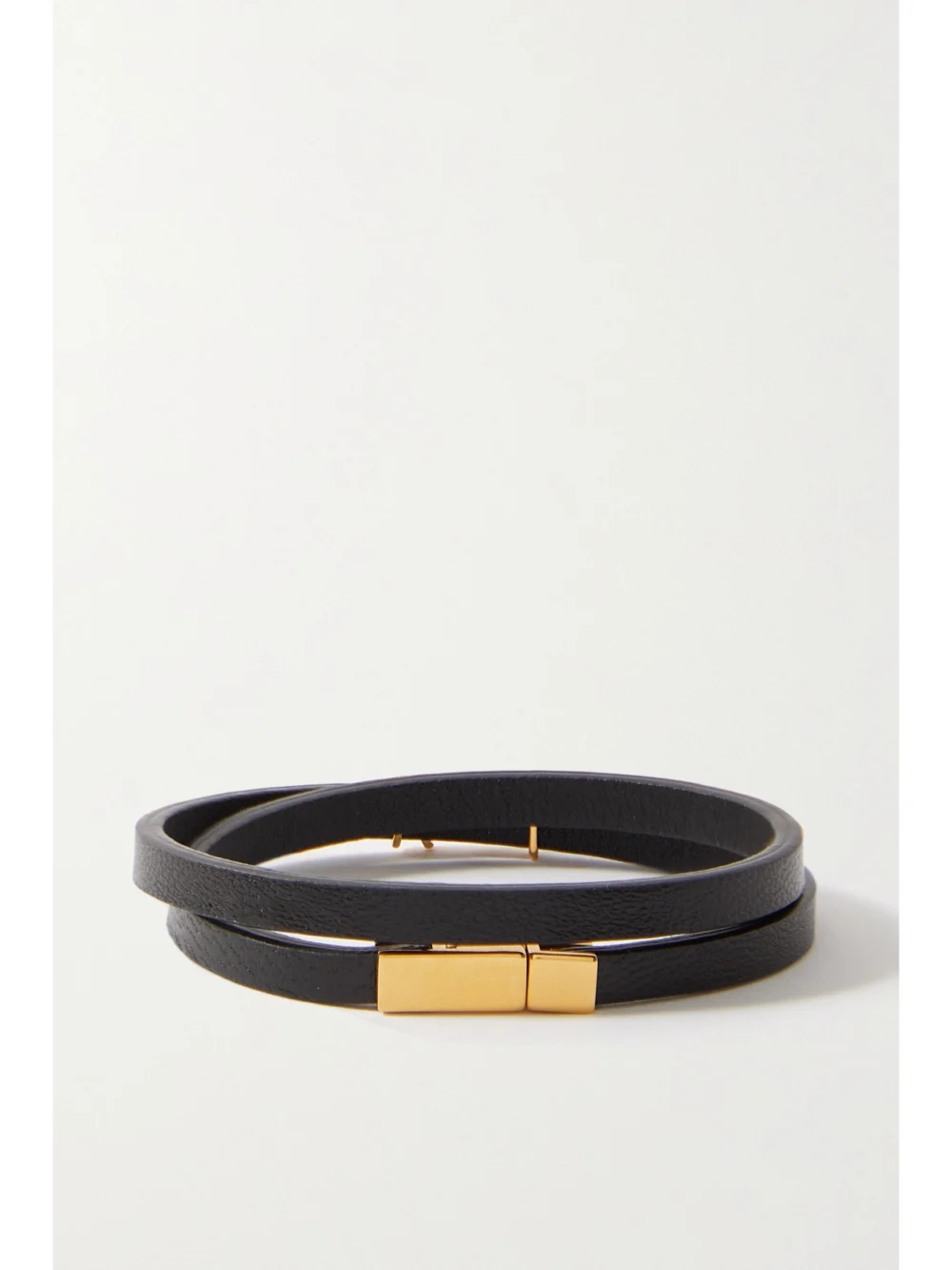 Back view of the Saint Laurent Opyum Leather and Gold-tone Bracelet