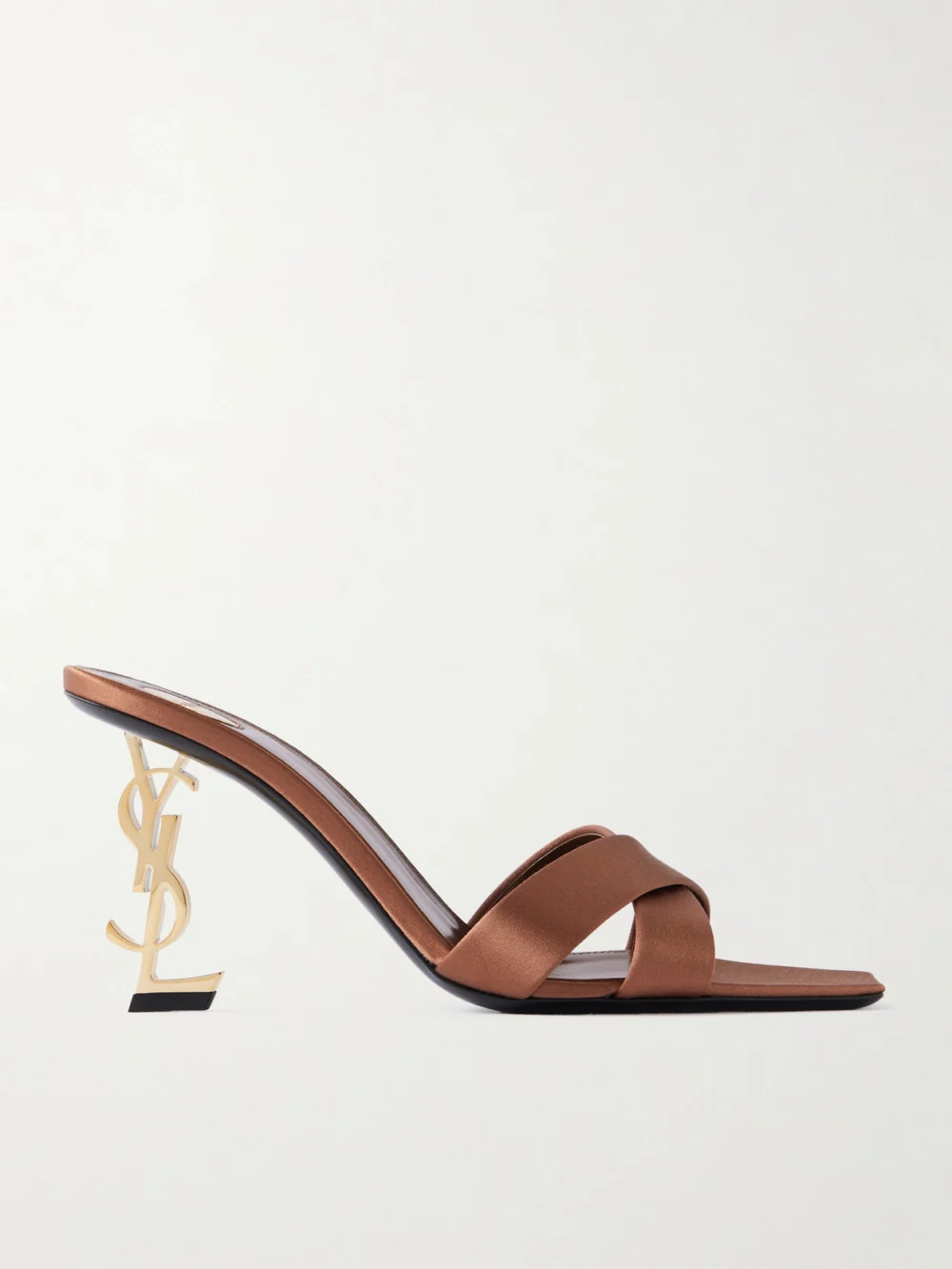 Saint Laurent Opyum Satin Mules in brown