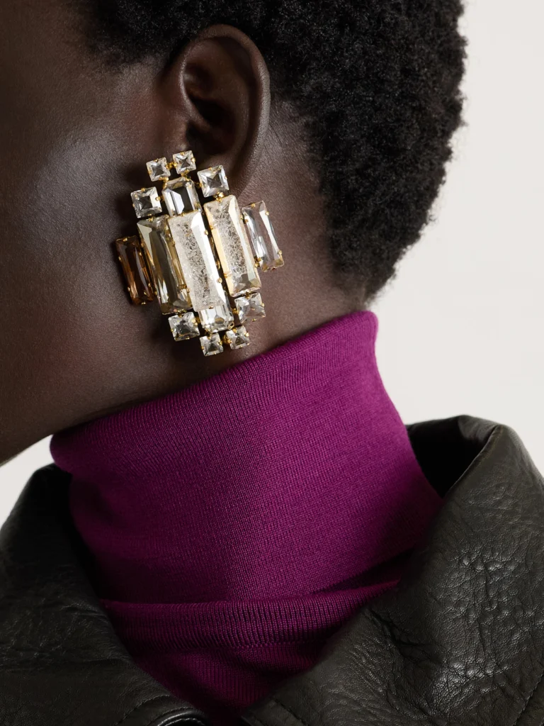 Saint Laurent Oversized Gold-tone Crystal Clip Earrings