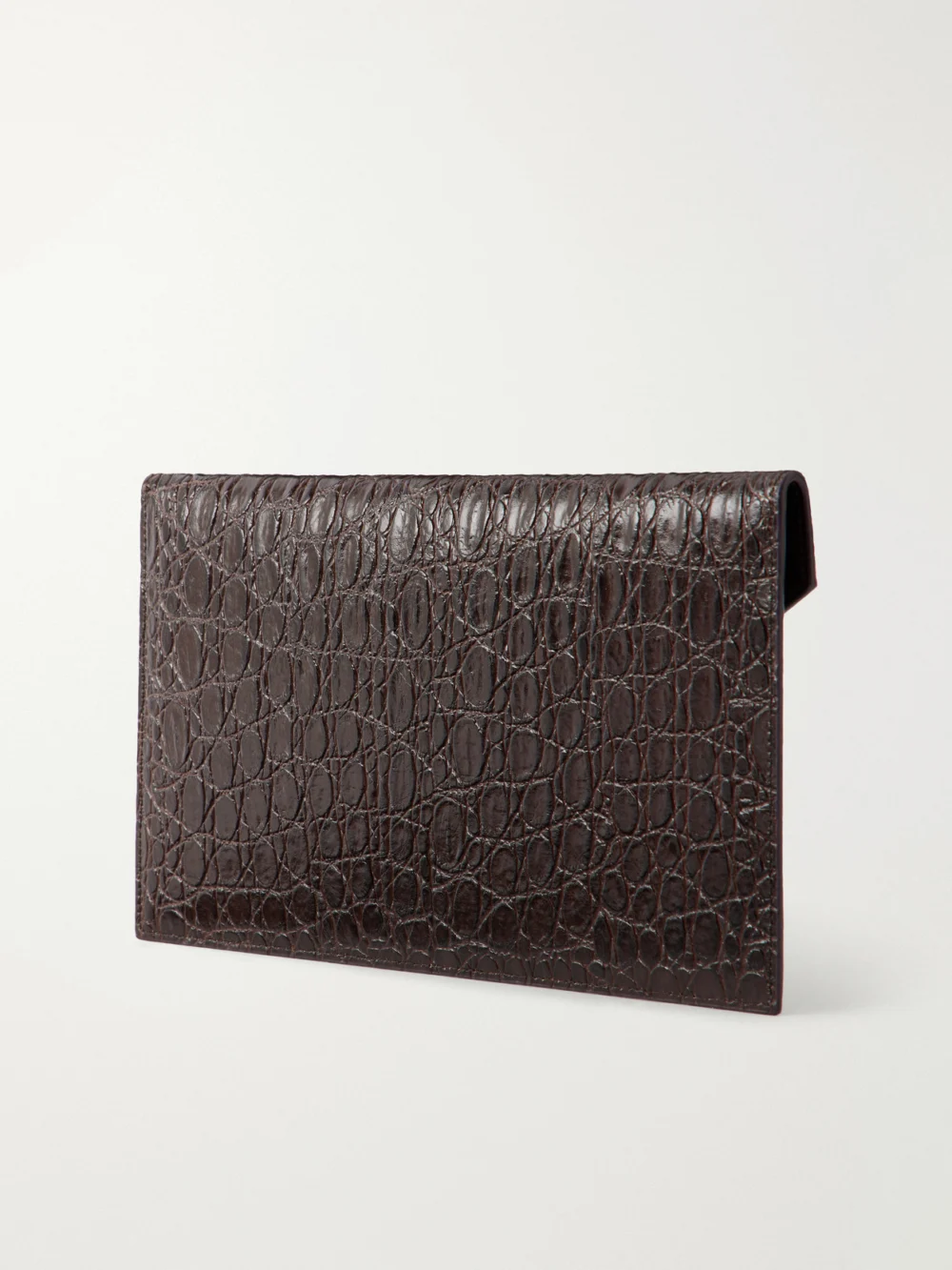 Back view of the Saint Laurent Paris Cassandre-embellished Croc-effect Leather Clutch