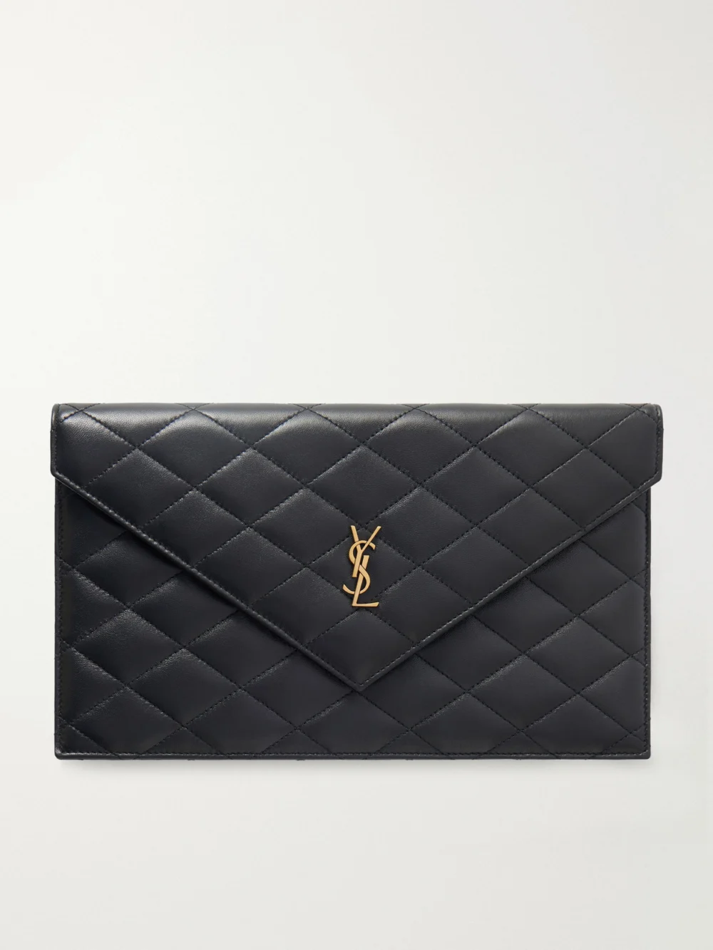 Saint Laurent Paris Matelassé Leather Pouch in black