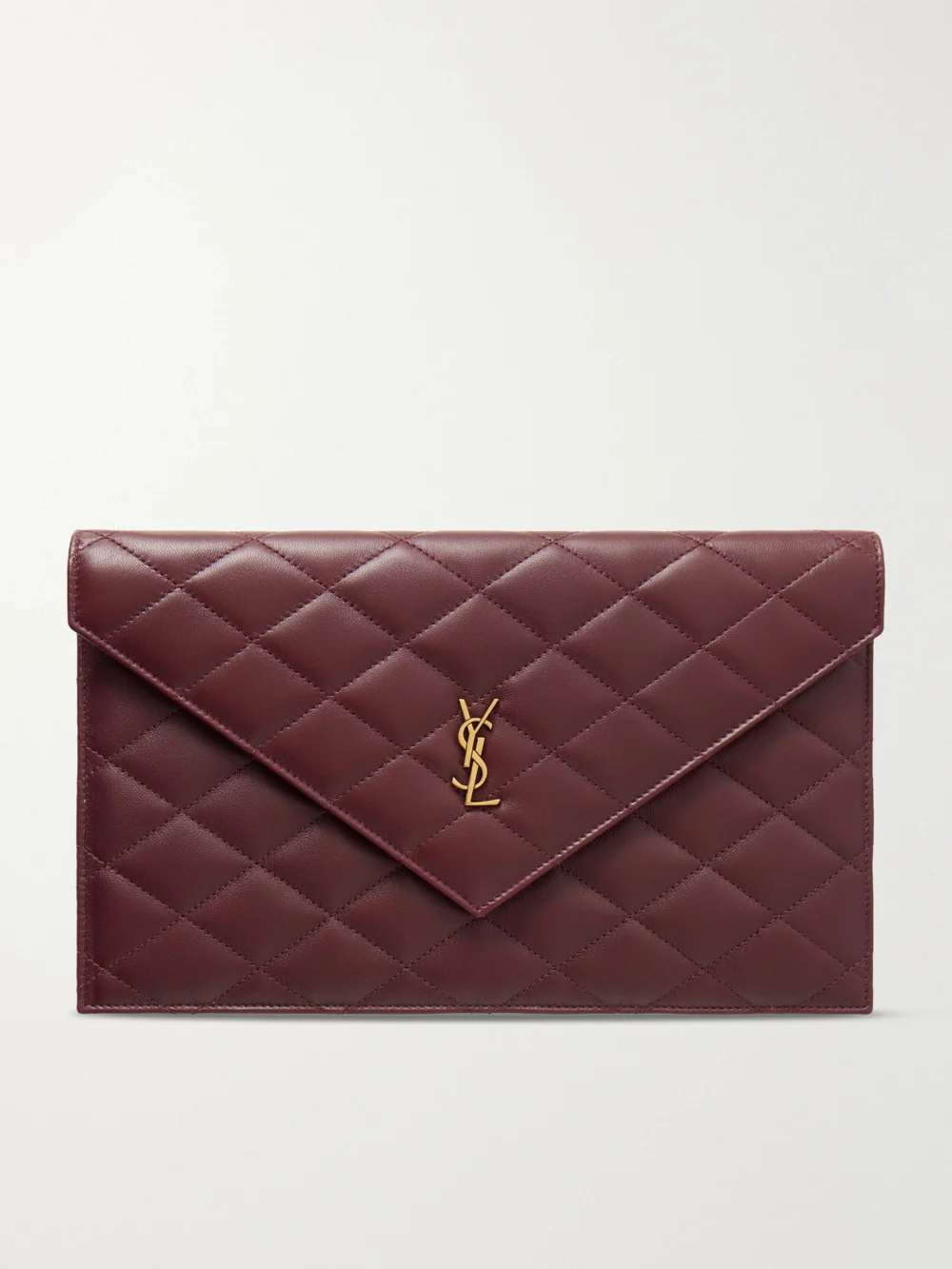Saint Laurent Paris Matelassé Leather Pouch in burgundy