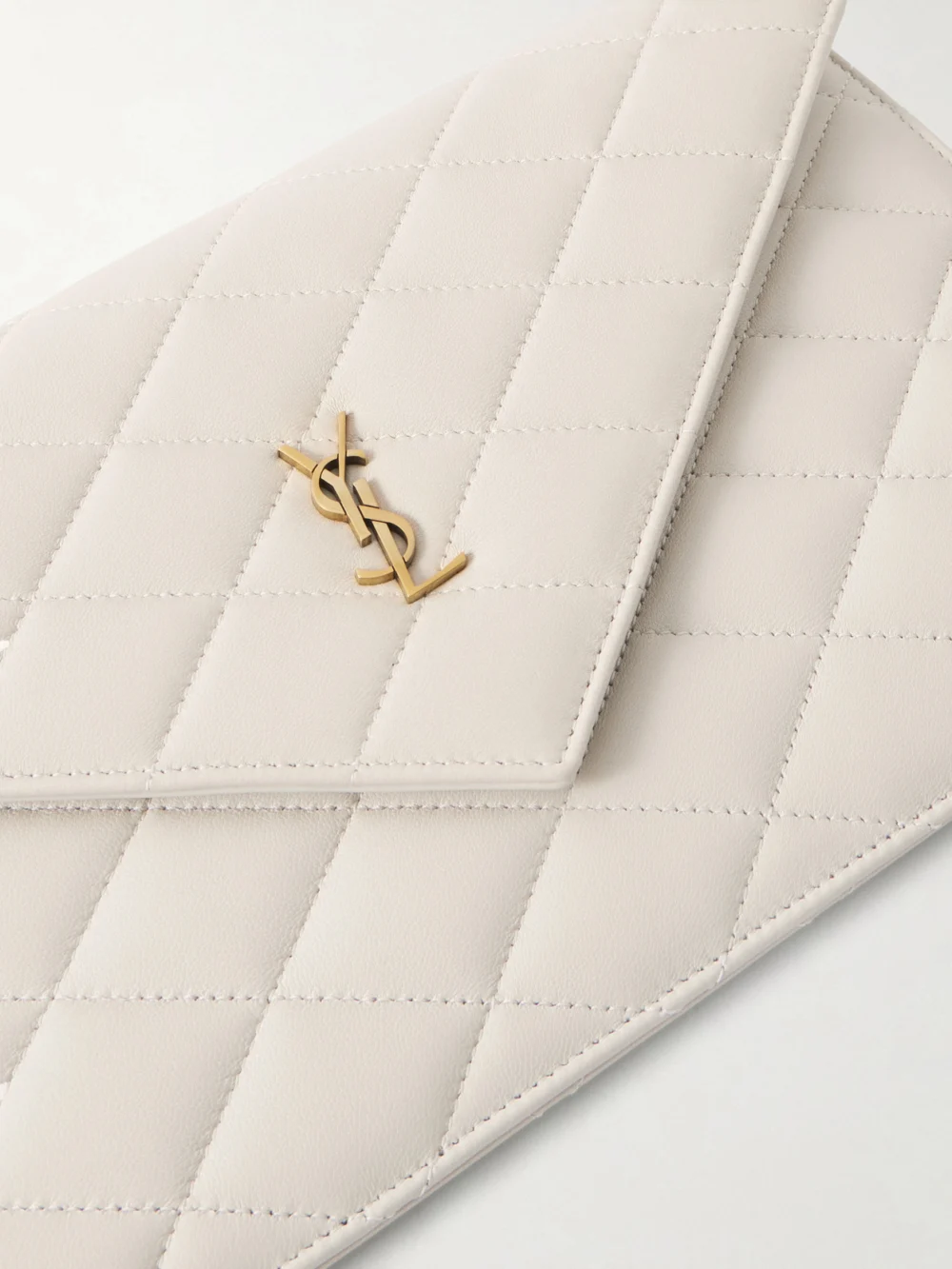 Close-up detail of the Saint Laurent Paris Matelassé Leather Pouch