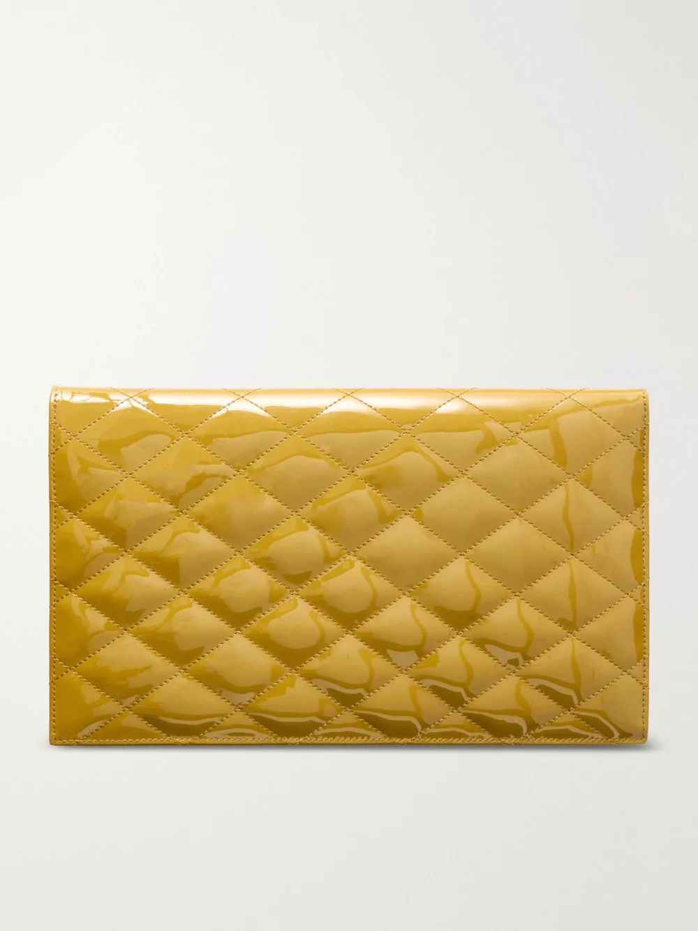 Back view of the Saint Laurent Paris Matelassé Patent-leather Clutch