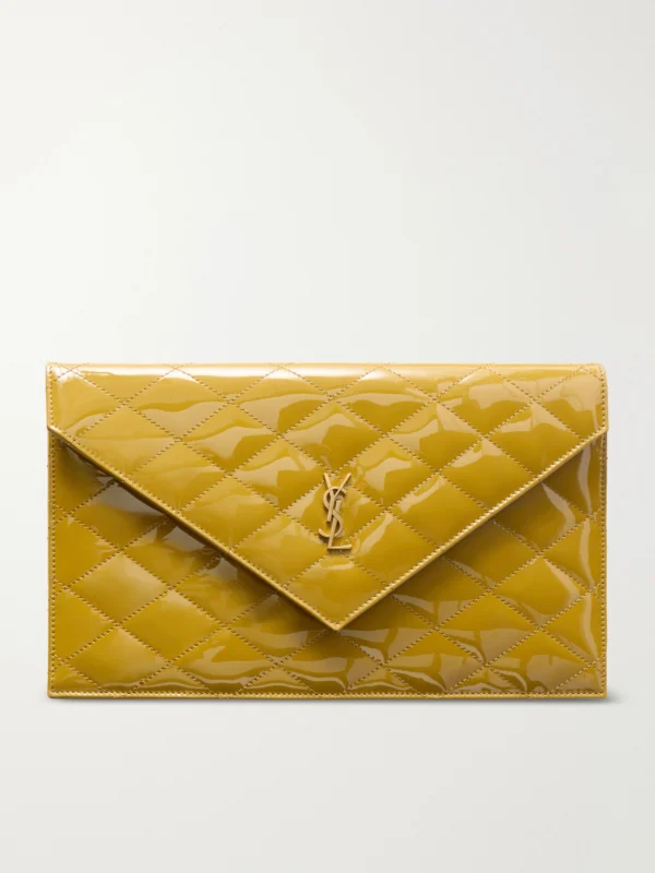 Saint Laurent Paris Matelassé Patent-leather Clutch