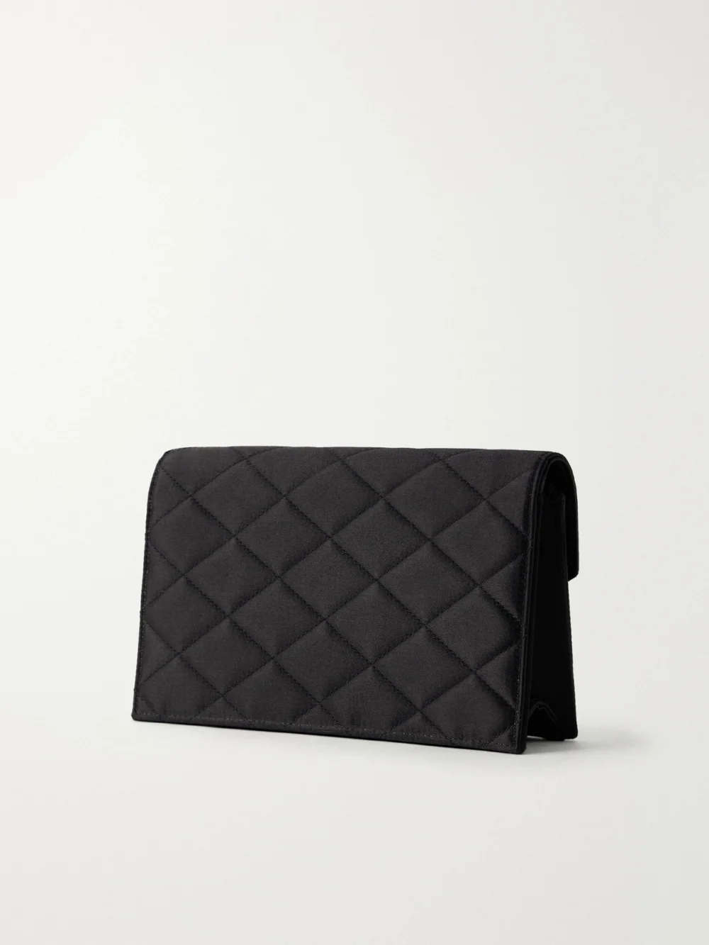 Back view of the Saint Laurent Paris Quilted Satin Shoulder Bag