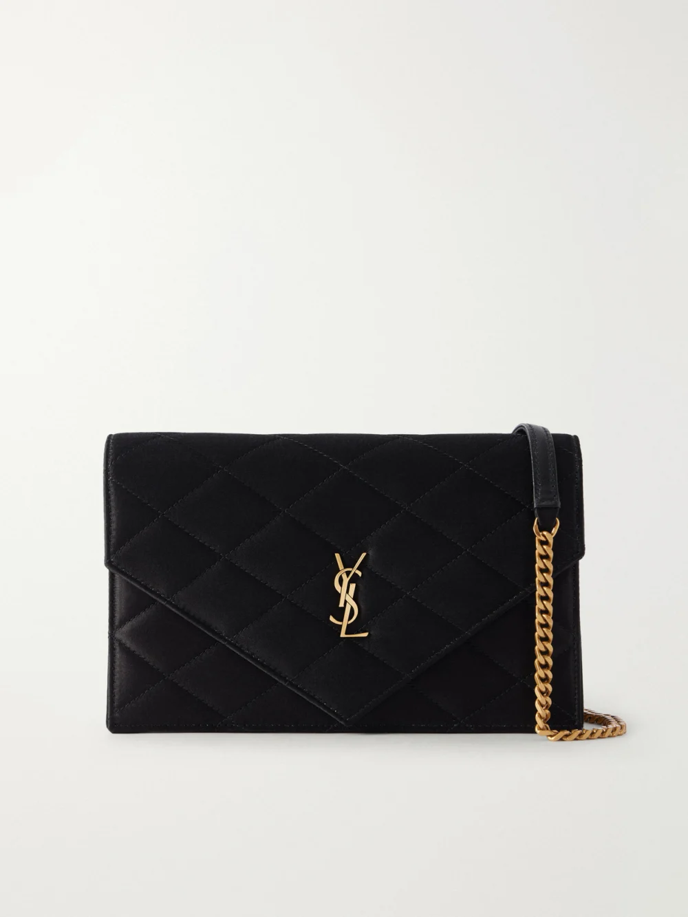 Saint Laurent Paris Quilted Satin Shoulder Bag in black