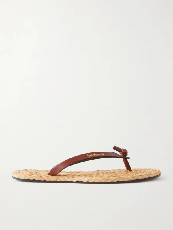 Saint Laurent Pool Knotted Leather Flip Flops