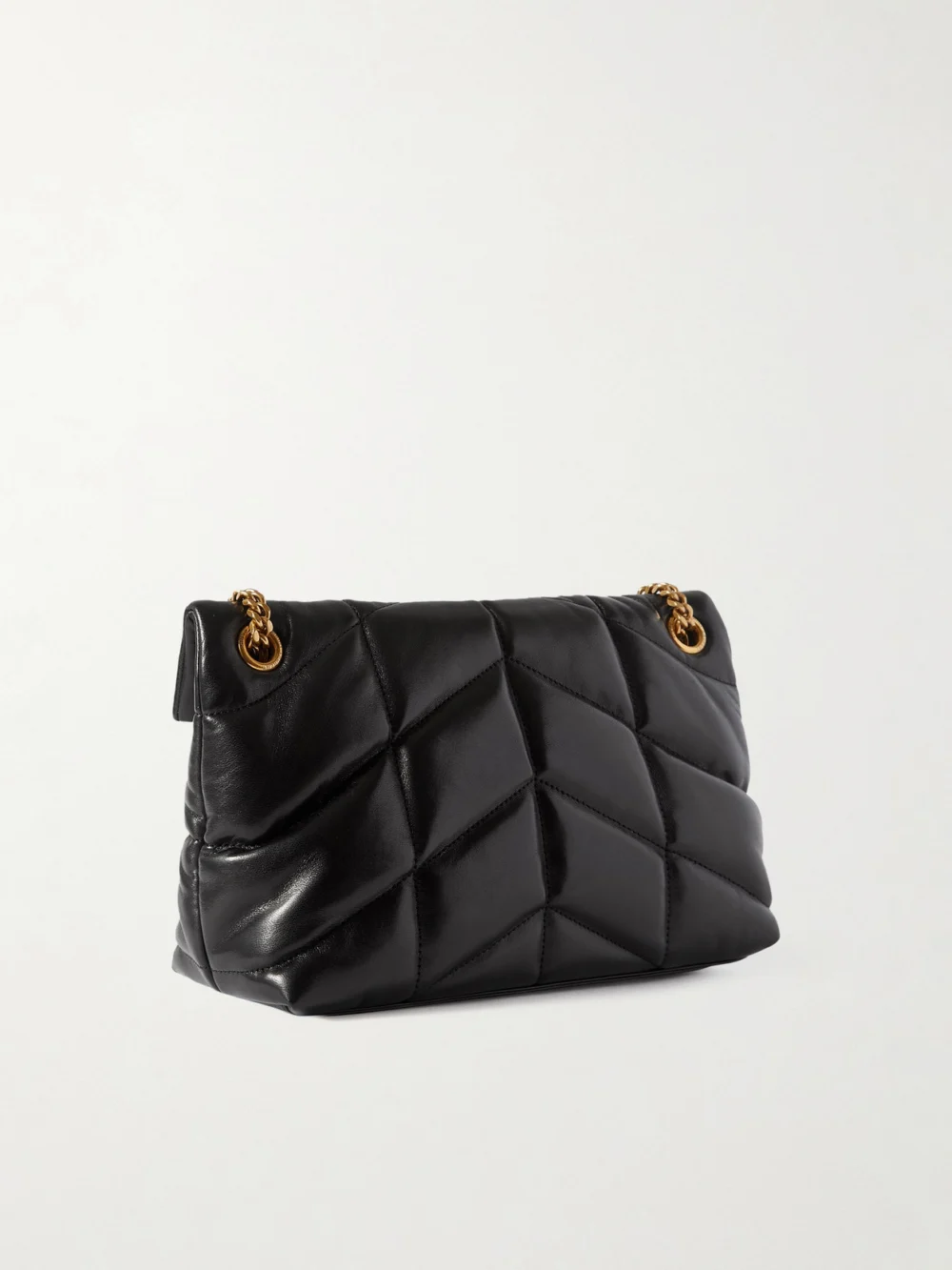 Back view of the Saint Laurent Puffer Small Matelassé Leather Shoulder Bag