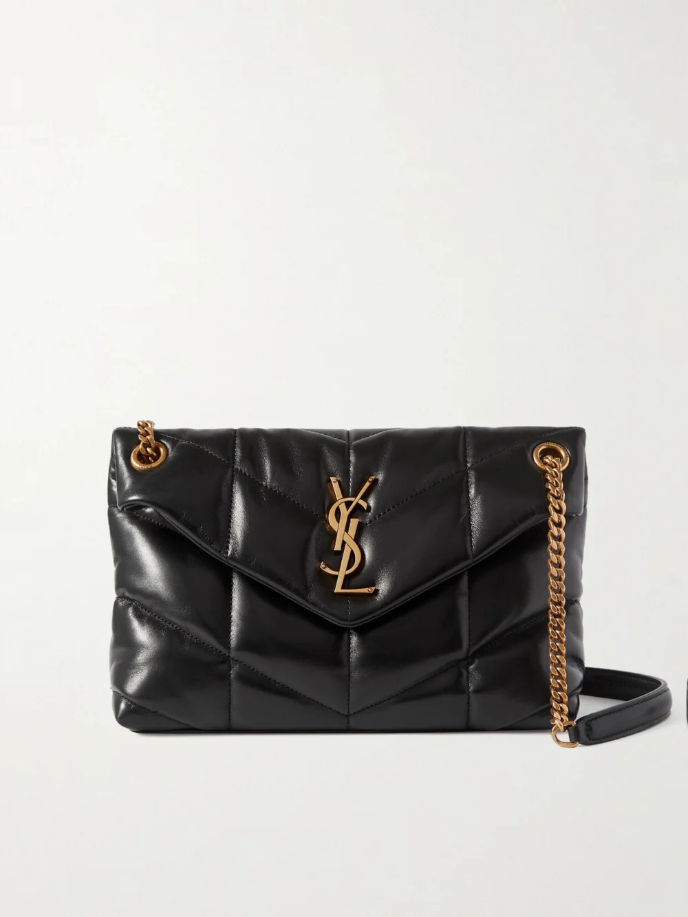 Saint Laurent Puffer Small Matelassé Leather Shoulder Bag in black