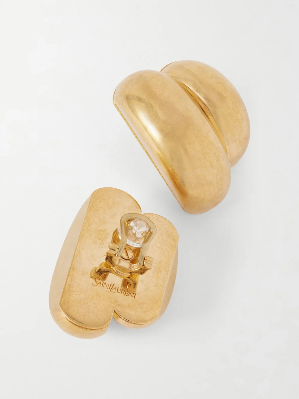 Close-up detail of the Saint Laurent Rondelle Gold-tone Earrings