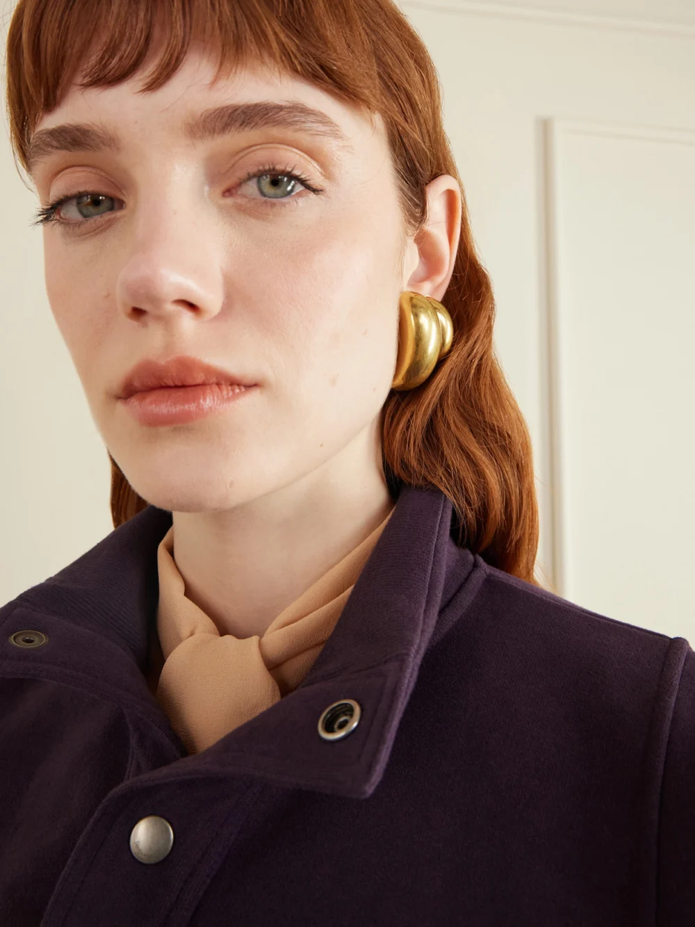 Saint Laurent Rondelle Gold-tone Earrings, styled view