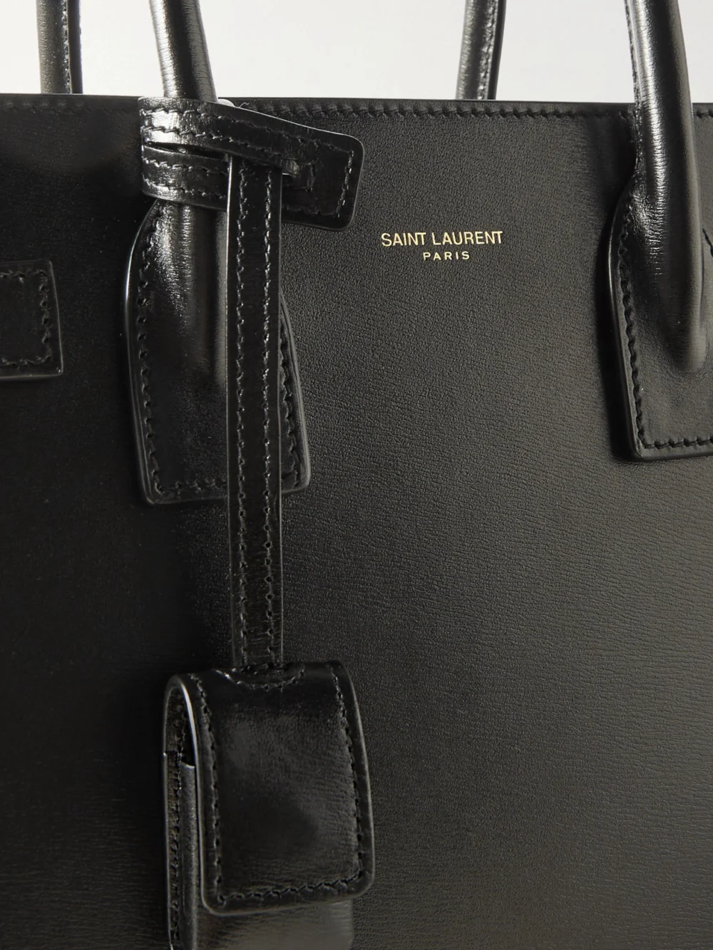 Close-up detail of the Saint Laurent Sac De Jour Baby Leather Tote