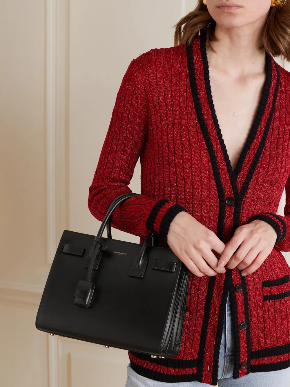 Saint Laurent Sac De Jour Baby Leather Tote, styled view