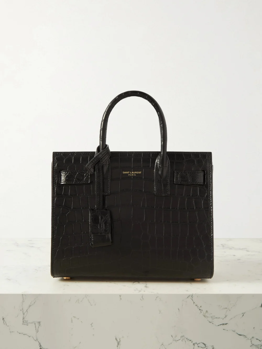 Saint Laurent Sac De Jour Nano Croc-effect Leather Tote in black